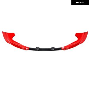 ジープ 3個 セットグランド チェロキー SRT 2013-2016 SRT8 2012-2013 2015-2016 フロント バンパー リップスプリッター カーボンスタイル ホワイト - Red　Black