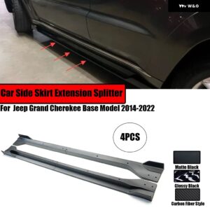 ジープ グランド チェロキー ALTITUDE/LAREDO/LIMITED/OVERLAND/SUMMIT/TRAILHAWK 2014-2022 4個 サイドスカート 延長 スプリッター - Matte　Black