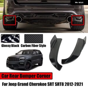 ジープ 2個 グランド チェロキー 2012-2021SRT SRT8 リア バンパー サイドコーナースプリッターエプロン SPOLIER ディフューザー - Glossy　Black