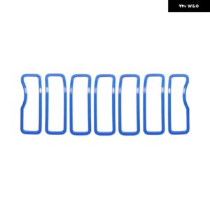 ジープ ラングラー JL 2024 7個 カーアクセサリーグリル リングカバー 装飾 ABS 外装 フロント トリム カーボンルック - Blue