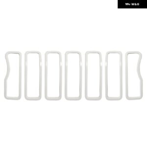 ジープ ラングラー JL 2024 7個 カーアクセサリーグリル リングカバー 装飾 ABS 外装 フロント トリム カーボンルック - White