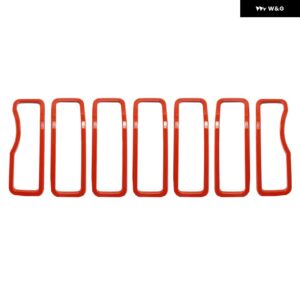 ジープ ラングラー JL 2024 7個 カーアクセサリーグリル リングカバー 装飾 ABS 外装 フロント トリム カーボンルック - Red