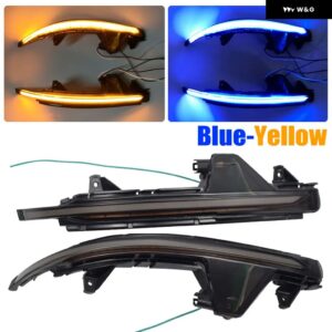 アウディ 車ダイナミックウインカー ミラー ライト A7 S7 RS7 2011 2013-17 LED ウィンカーシーケンシャル インジケータランプ - Blue-Yellow