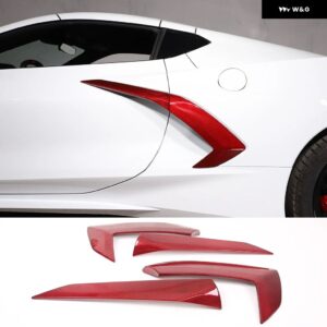 シボレー カーボン車 外装 ドアハンドル トリム フェンダーキット 装飾 アクセサリーカバー コルベット C8 クーペ Z51 2020-023 - Red carbon