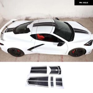シボレー カーボンルック トランク ルーフ フードレーシングストライプ デカール ステッカー 装飾 ビニール コルベット C8 ZR51 Z06 - CARBON LOOK
