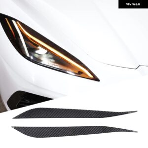 シボレー 赤カーボンフロント ヘッドライト アイブロウストリップ トリム 装飾 リップキット コルベット C8 スティングレイ Z51 2020- - Black Carbon