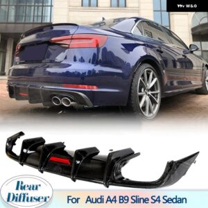 アウディ リア バンパー ディフューザー リップ スポイラー A4 B9 SLINE S4 セダン 2017-2019 リア ディフューザー リップスタンダードスポーツカーボン - For A4 Standard