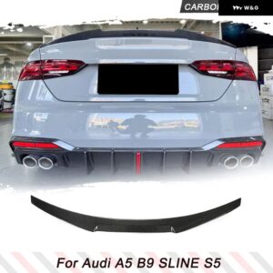 アウディ カーボンリア トランク ブーツリップ ウイング スポイラー A5 SLINE S5 クーペセダン 2017-2022 B9 リア トランク レーシング スポイラー ウイング - For Coupe