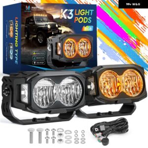 ジープ 車用 LED ワーク ライトバー UNLIMITED-GO K1 4インチ 18W LED フラッドワークランプ アンバー アンビエントライト 付き ATV SUV トラック ボート用 - K3　RGB　Flood　Beam
