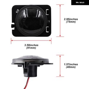 ジープ 2X ユーロスタイル スモーク レ ラングラー JK JKU 2007-2017 フロントフェンダーフレア アンバー LED サイド マーカーライト - smoked　lens