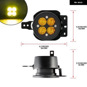 ジープ アップグレード スポーツ バンパー フォグライト キット ラングラー JL 2018-2024 グラディエーター JT 2020-2024 LED ドライビングフォグポッドライ - yellow　lens