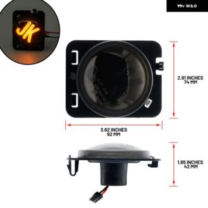 ジープ ラングラー JK 2007-2017 バンパー スイッチバック LED ウインカー/ランニング パーキング ASSY キット 側方向ウインカー インジケーター - smoked　amber　fender