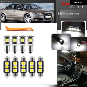 アウディ 1997-2002 A8/S8 D2 2003-2010 A8/S8 D3 CANBUS フルホワイト LED インテリア パッケージ 電球 交換部品に適合 - A8 S8 D2 97-02 Model