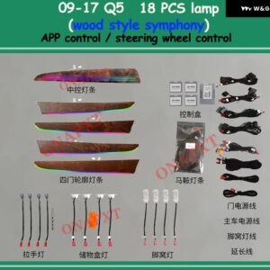 アウディ 21色 Q5 B8 2009-2017 ボタン アプリ 制御 ドア ダッシュボード パネル LED ムードランプ 発光ストリップ アンビエントライト - Set 1