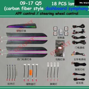 アウディ 21色 Q5 B8 2009-2017 ボタン アプリ 制御 ドア ダッシュボード パネル LED ムードランプ 発光ストリップ アンビエントライト - Set 5