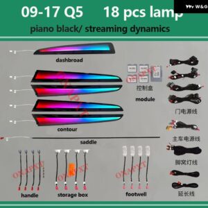 アウディ ムードランプ Q5 B8 B9 年度 2009-2023MM I アプリ 装飾 アンビエントライト キット LED RGB シンフォニードア ダッシュボード ストリップ トリム - Set 5
