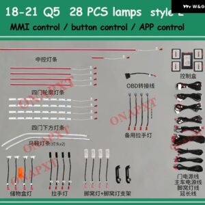 アウディ ムードランプ Q5 B8 B9 年度 2009-2023MM I アプリ 装飾 アンビエントライト キット LED RGB シンフォニードア ダッシュボード ストリップ トリム - Set 7