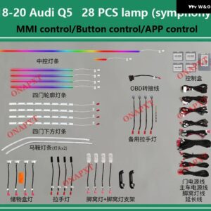 アウディ ムードランプ Q5 B8 B9 年度 2009-2023MM I アプリ 装飾 アンビエントライト キット LED RGB シンフォニードア ダッシュボード ストリップ トリム - Set 8