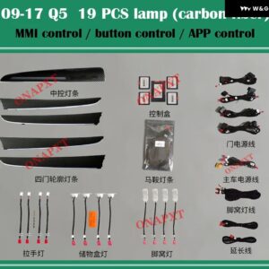 アウディ ムードランプ Q5 B8 B9 年度 2009-2023MM I アプリ 装飾 アンビエントライト キット LED RGB シンフォニードア ダッシュボード ストリップ トリム - Set 1