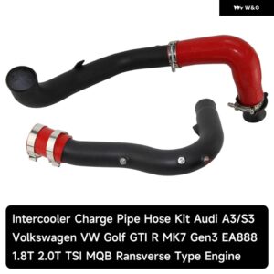 アウディ インタークーラーチャージ パイプ キット A3/S3 VW ゴルフ GTI R MK7 GEN3 EA888 1.8T 2.0T TSI MQB RANSVERSE タイプ エンジン ブラック - Red