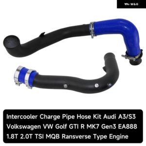 アウディ インタークーラーチャージ パイプ キット A3/S3 VW ゴルフ GTI R MK7 GEN3 EA888 1.8T 2.0T TSI MQB RANSVERSE タイプ エンジン ブラック - Blue