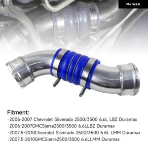 シボレー インタークーラー パイプ アンプブーツキット コールドサイド 06-10 GMC DURAMAX ディーゼル 3.5インチ パフォーマン - Blue