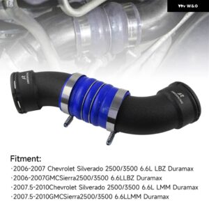 シボレー インタークーラー パイプ アンプブーツキット コールドサイド 06-10 GMC DURAMAX 6.6L エンジン 3.5インチ パフ - Blue