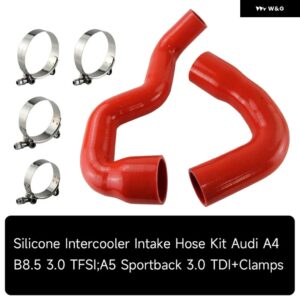 アウディ インタークーラーインテークシリコンホースキット + クランプ A4 B8.5 3.0 TFSI A5 スポーツバック 3.0 TDI ブラック/ブルー/レッドに適合 - Red