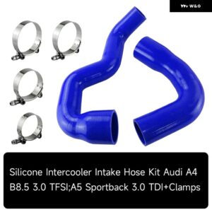 アウディ インタークーラーインテークシリコンホースキット + クランプ A4 B8.5 3.0 TFSI A5 スポーツバック 3.0 TDI ブラック/ブルー/レッドに適合 - Blue