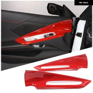 シボレー ABS カーボン コルベット C8 Z06 Z51 2020-2023 ガラスリフト ボタン 装飾 フレーム ステッカー カーアクセサリ - red