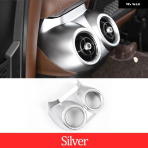 アルファロメオ STELVIO 2017-2020 ABS カーボンマットカーアクセサリーリア排気ベント 装飾 フレーム カーアクセサリー - Style A Silver