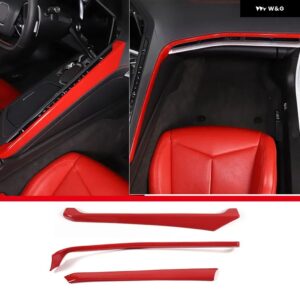 シボレー ABS カーボン コルベット C8 Z51 Z06 2020-2023 カーセンター コントロール サイド 装飾 フレーム ステッカー - Style C Red