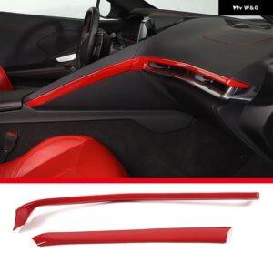 シボレー ABS カーボン コルベット C8 Z51 Z06 2020-2023 カーセンター コントロール サイド 装飾 フレーム ステッカー - style B Red