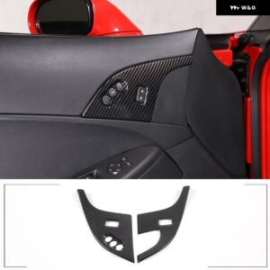 シボレー ABS カーボン コルベット C6 2005-2013 ガラスリフトフレーム アームレスト ボックス カバー ステッカー カーアクセサリ - 5