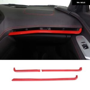 シボレー コルベット C8 Z51 Z06 2020-2023 ABS カーボン/レッド ダッシュボード トリム ストリップカー インテリア アク - red