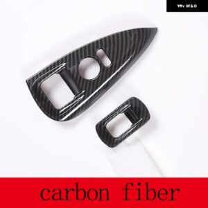 シボレー ABS カーボン/ブラック/レッドガラスリフト ボタン 装飾 フレーム ステッカー コルベット C6 2005-2013 オートアクセサ - carbon fiber