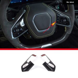 シボレー ABS カーボン コルベット C8 スティングレイ Z51 Z06 2020-2023 ステアリングホイール ボタン フレーム カバー - Style B Black