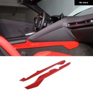 シボレー ABS カーボン/レッド コルベット C8 Z51 Z06 2020-2023 センター コンソール 両面 装飾 ストリップ ステッカー - red