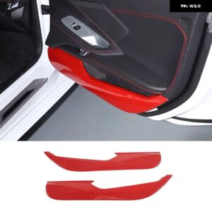 シボレー ABS 赤 コルベット C8 スティングレイ Z51 Z06 2020-2023 ドア抗キック パネル カバー トリム ステッカー カー - 2pcs Red