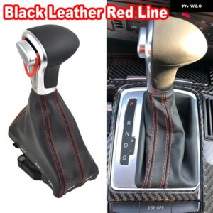 アウディ 自動ギア ボックス ハンドル ギア シフト ノブスティックレバー ヘッド A6 C6 A4 B8 A5 Q5 2009-14 - Black-red line