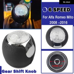 アルファロメオ 5/6スピード MT ギア シフト ノブ 147 166 3.2 V6 水戸 2008 2009 2010-2016 ギアシフター スティックペン カーパーツ - 6 speed