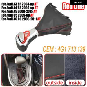 アウディ レザークローム自動 ギア シフト ノブ A4 B8 A5 Q5 2010-15 4G1 713 139 R - red line