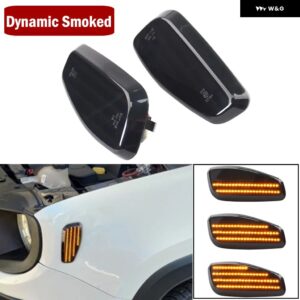 ジープ 2個 LED ダイナミックサイド マーカーライト ウィンカーウインカー インジケータランプ OEM 68256049AA 68256050AA レネゲード BU 2014-2021 - dynamic　smoked