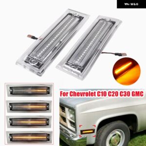 シボレー 2個 ダイナミック LED サイド マーカーライト アンバー ウィンカー ウインカーランプ C10 C20 C30 GMC ジミーサバー - Dynamic Crystal