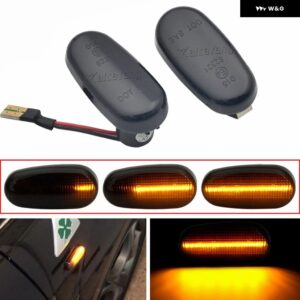 アルファロメオ 2個 水戸 955 147 GT 937 フィアット ブラボー 2 ダイナミック LED サイド マーカーライト 矢印ウィンカー点滅 ウインカーランプ - Dynamci Smoked