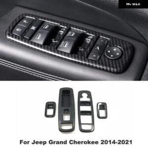 ジープ グランド チェロキー 2011-2018 ABS カーボン/クローム インテリア センター コンソール ナビゲーター GPS カバー トリム カーアクセサリー - glass　switch