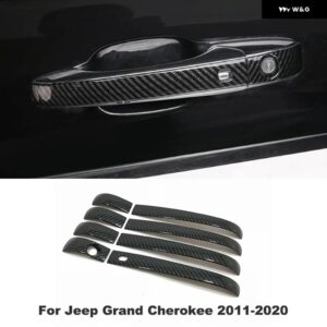 ジープ パトリオット グランド チェロキー 2011-2020 ABS クロームカーボンサイド ドアハンドル トリム カバー ステッカー 8個 - 1-hole　handle