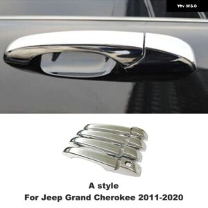 ジープ パトリオット グランド チェロキー 2011-2020 ABS クロームカーボンサイド ドアハンドル トリム カバー ステッカー 8個 - NO　hole　handle