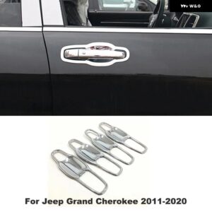 ジープ パトリオット グランド チェロキー 2011-2020 ABS クロームカーボンサイド ドアハンドル トリム カバー ステッカー 8個 - door　bowl　Chrome