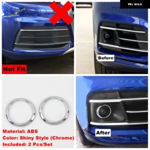 アウディ ABS クロームカーボンルック フロント フォグライト ランプ 装飾 リングカバー トリム Q5 2018-2021 カーアクセサリー - Chrome